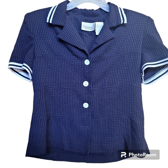 Small Petite Blue White Stripe Pantsuit Coordinated Set - Picture 5 of 5